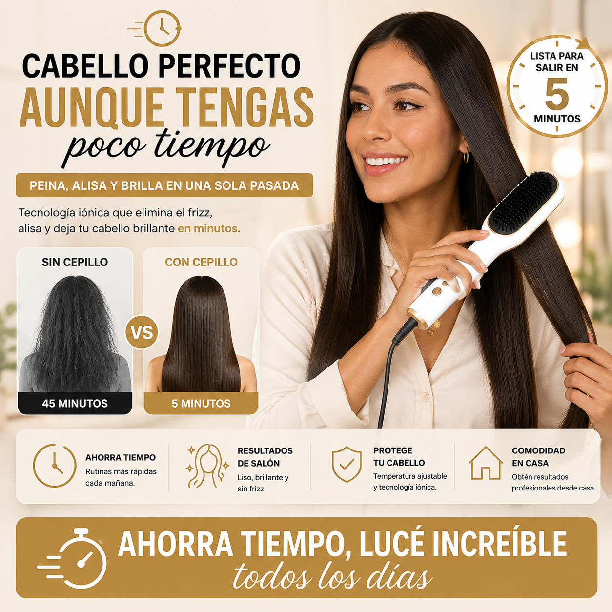 ✨Cepillo Alisador Iónico Para Cabello✨