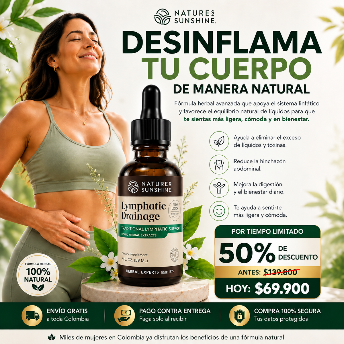 Drenaje Linfático Original Gotas 🌿 Elimina Líquidos de Tu Cuerpo Naturalmente