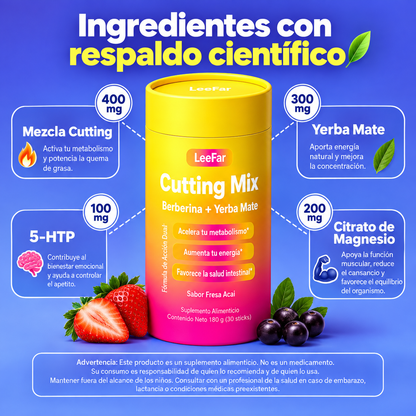 Cutting Mix LeeFar – Berberina + Yerba Mate en Sticks (30 uds) | Sabor Fresa
