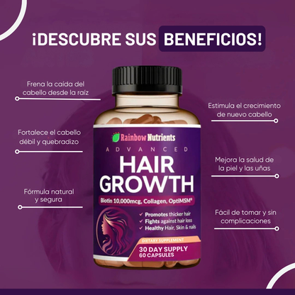 🔥HAIR GROWTH® VITAMINAS PARA EL CABELLO con Biotina x 60 cápsulas🔥