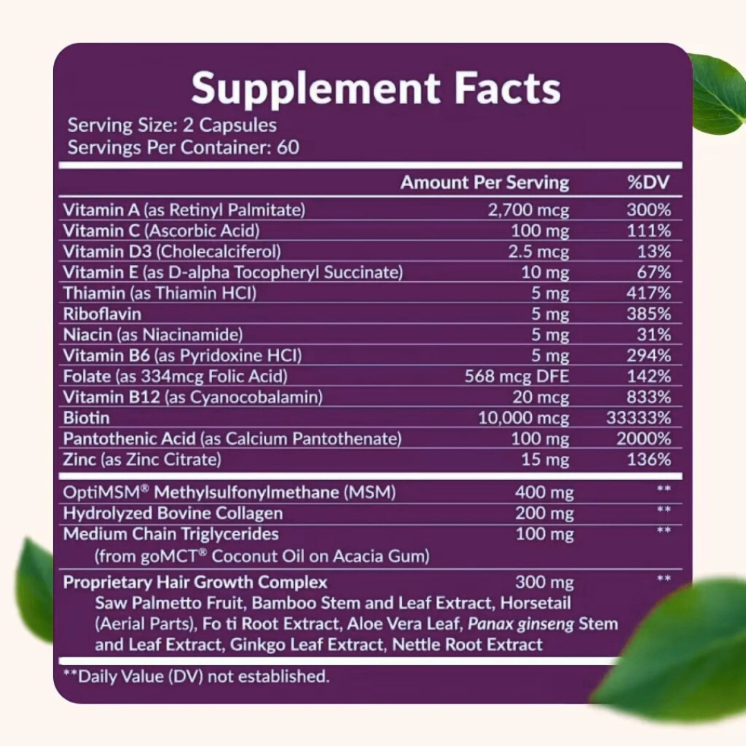 🔥HAIR GROWTH® VITAMINAS PARA EL CABELLO con Biotina x 60 cápsulas🔥