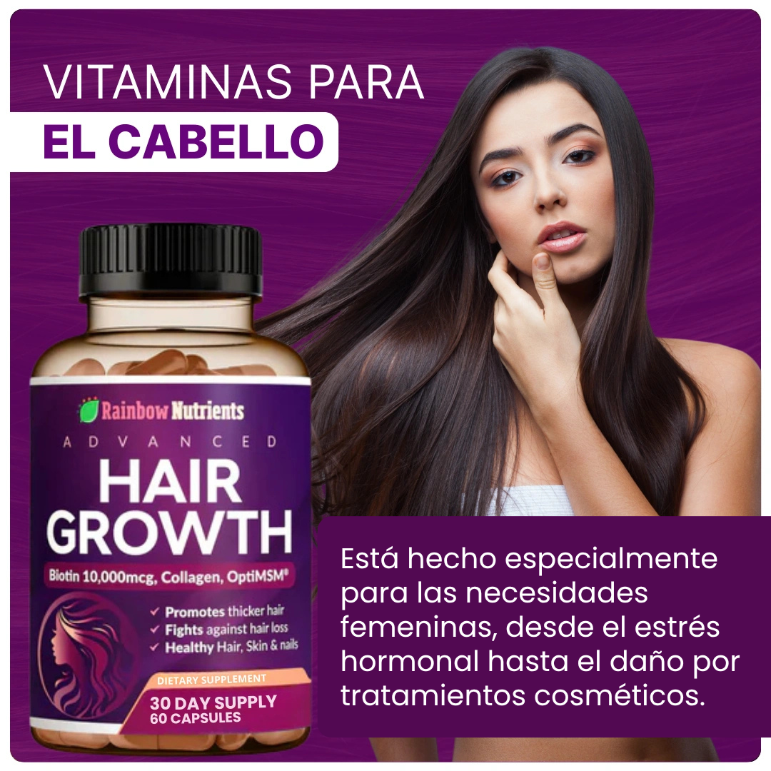 🔥HAIR GROWTH® VITAMINAS PARA EL CABELLO con Biotina x 60 cápsulas🔥