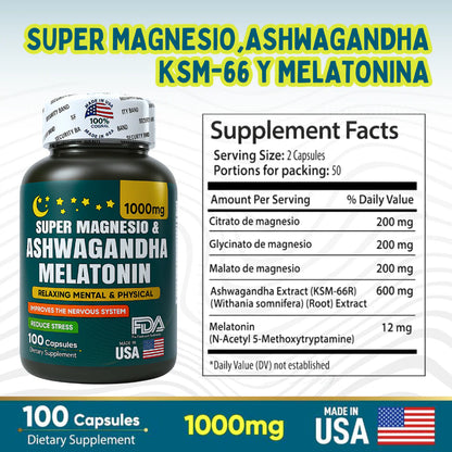 🔥🔥Super Magnesio + Ashwagandha y Melatonina 🔥🔥