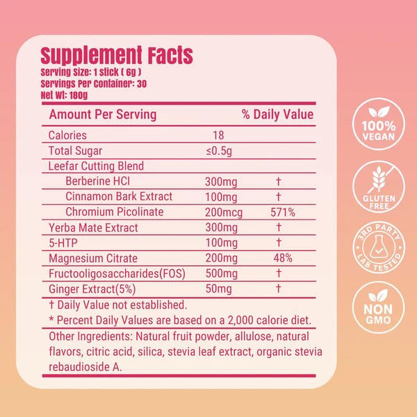 Cutting Mix LeeFar – Berberina + Yerba Mate en Sticks (30 uds) | Sabor Fresa