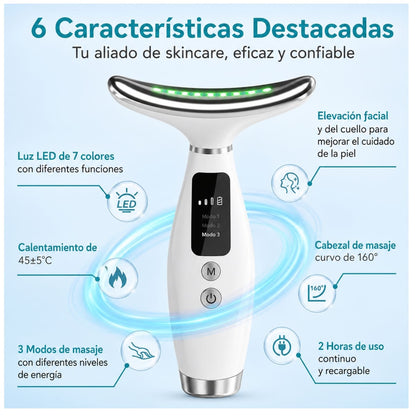 Masajeador Facial Papada Pantalla 7LED Reafirmante y Antiedad✨