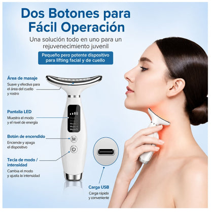 Masajeador Facial Papada Pantalla 7LED Reafirmante y Antiedad✨