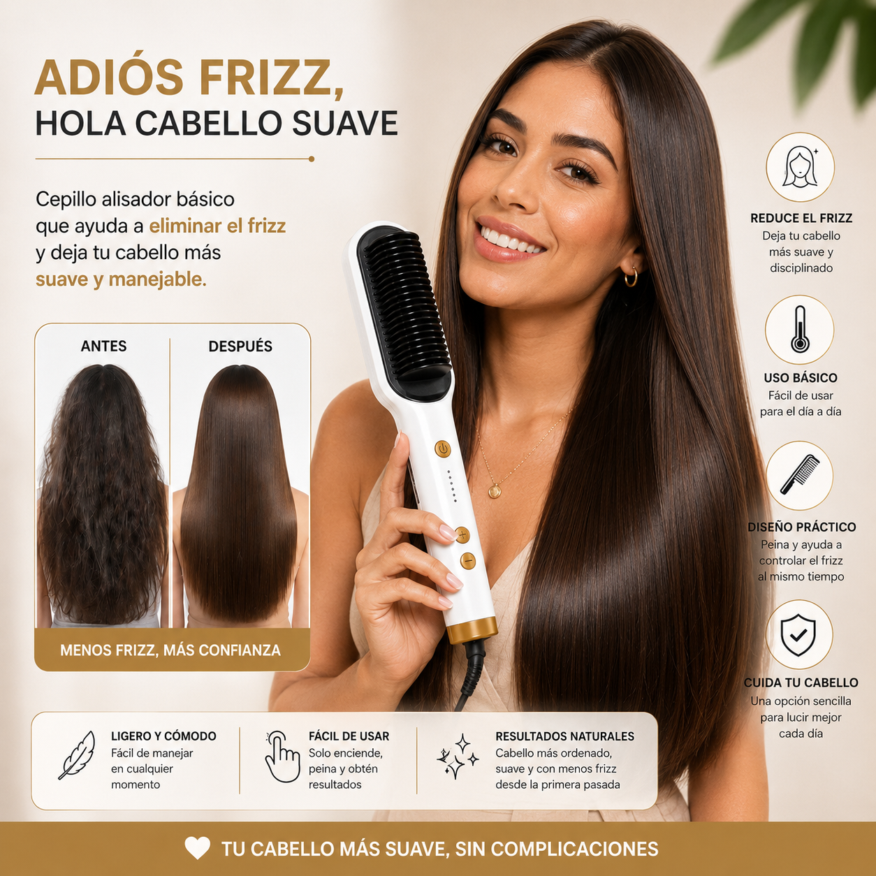 ✨Cepillo Alisador Iónico Para Cabello✨