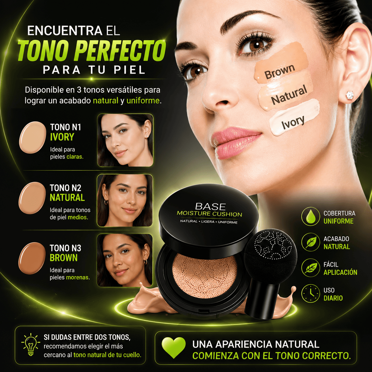 ✨BASE MOISTURE CUSHION✨ Natural - Liguera - Uniforme