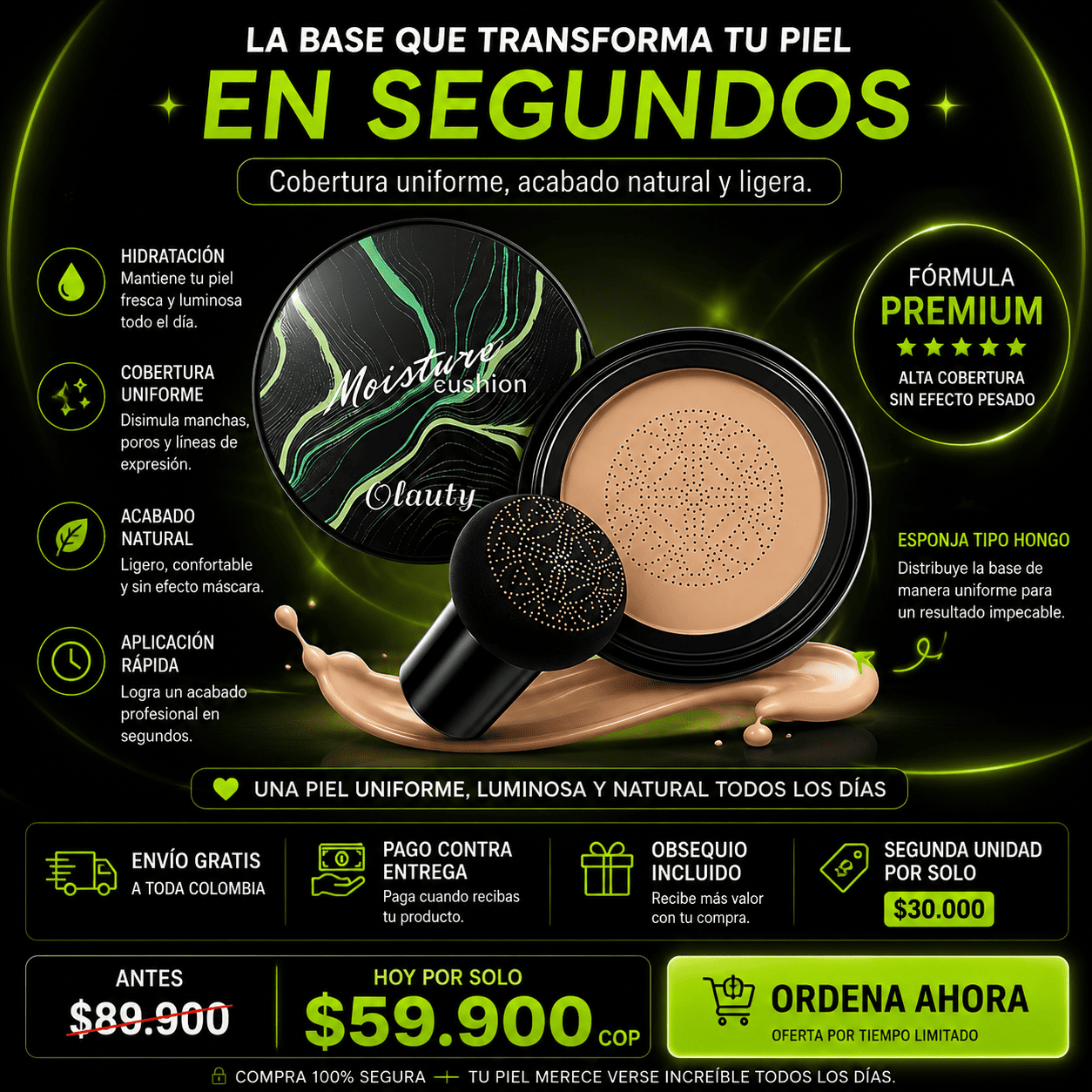 ✨BASE MOISTURE CUSHION✨ Natural - Liguera - Uniforme