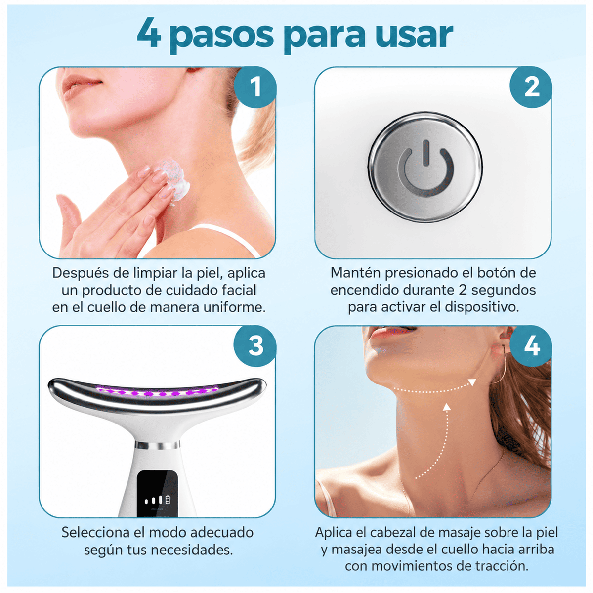 Masajeador Facial Papada Pantalla 7LED Reafirmante y Antiedad✨