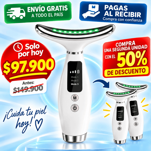 Masajeador Facial Papada Pantalla 7LED Reafirmante y Antiedad✨