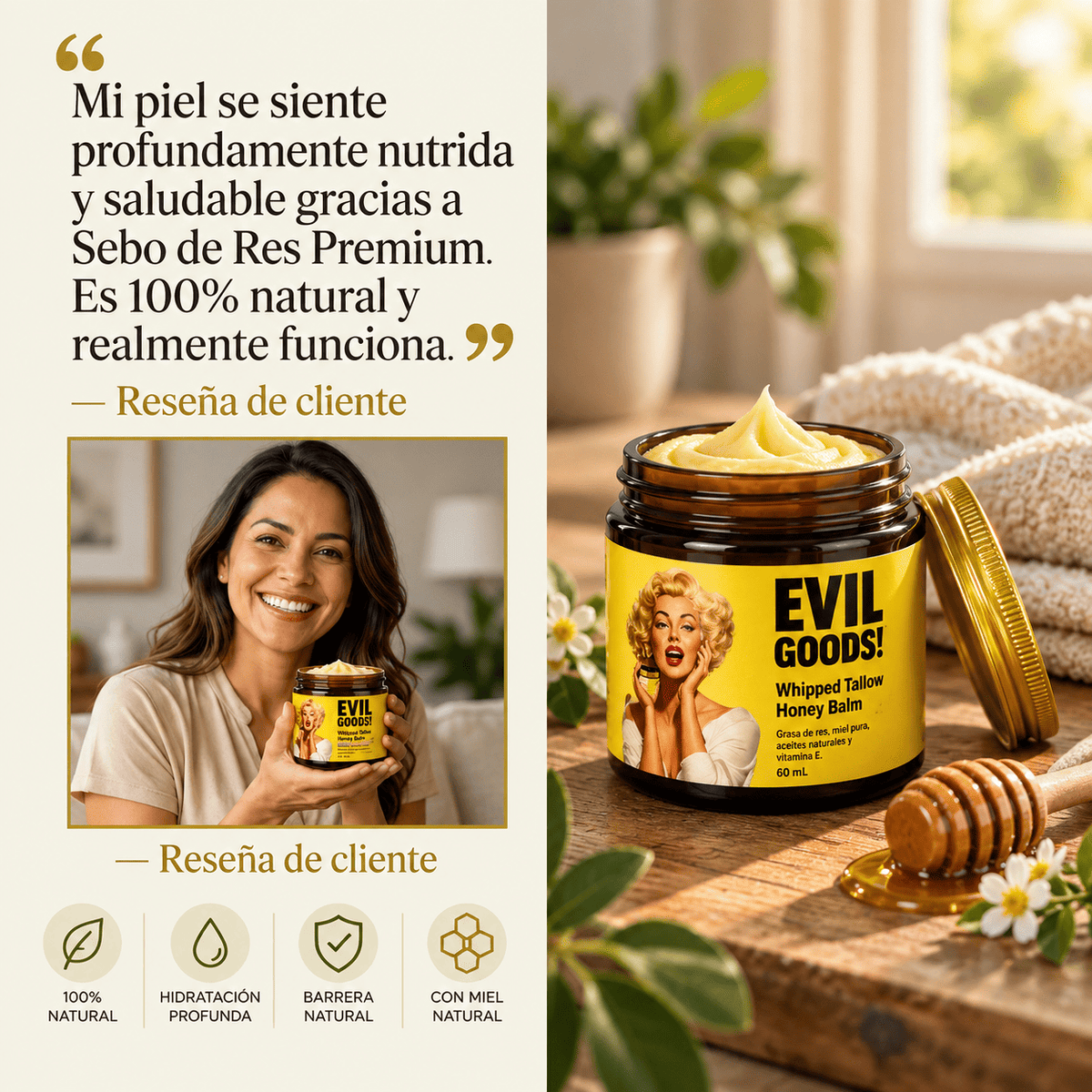 SEBO DE RES EVIL GOODS 100ML + REGALO - CUIDADO NATURAL PARA TU PIEL