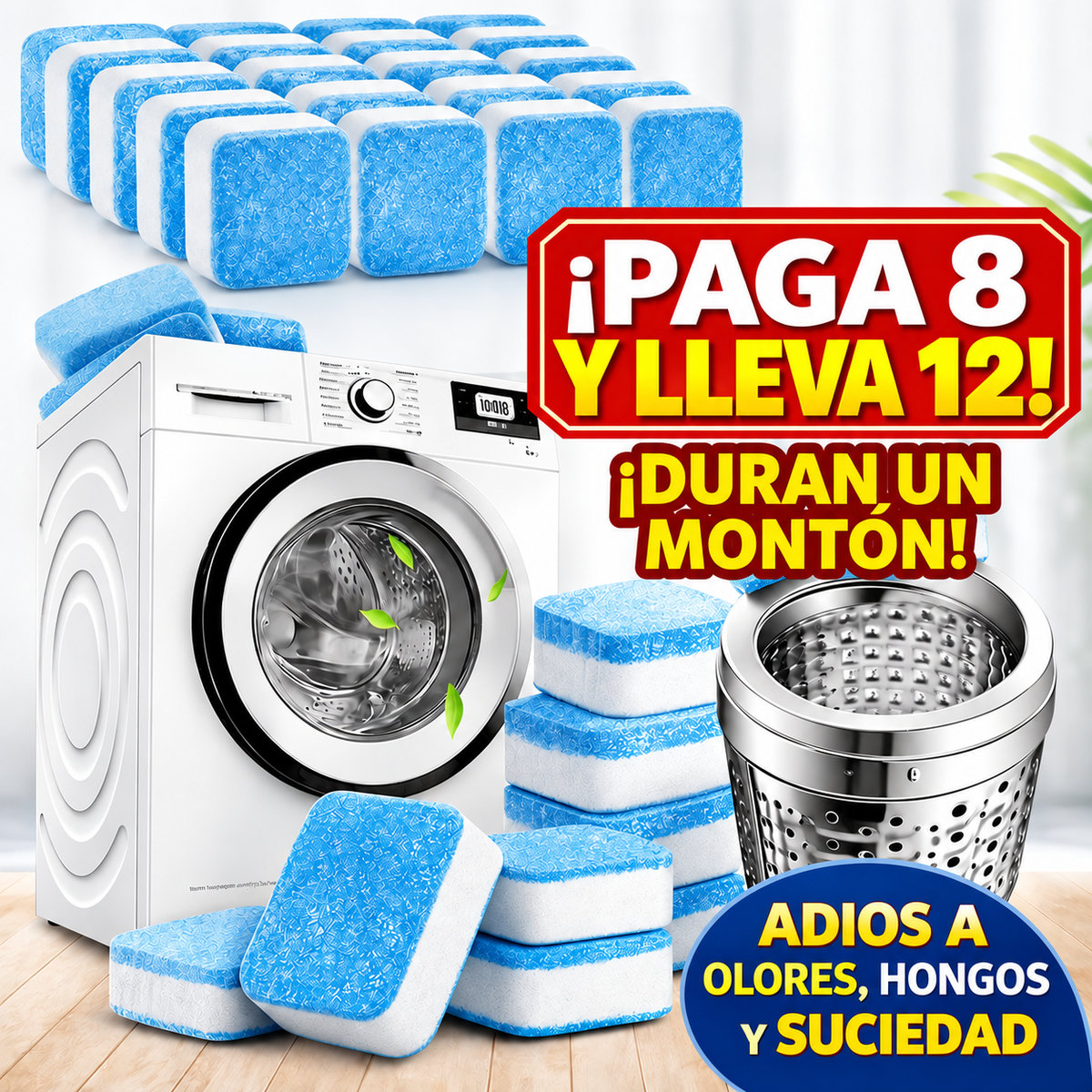 🫧 Pastillas Limpiadoras para Lavadora - LIMPIEZA PROFUNDA EN OFERTA PAGA 8 LLEVA 12