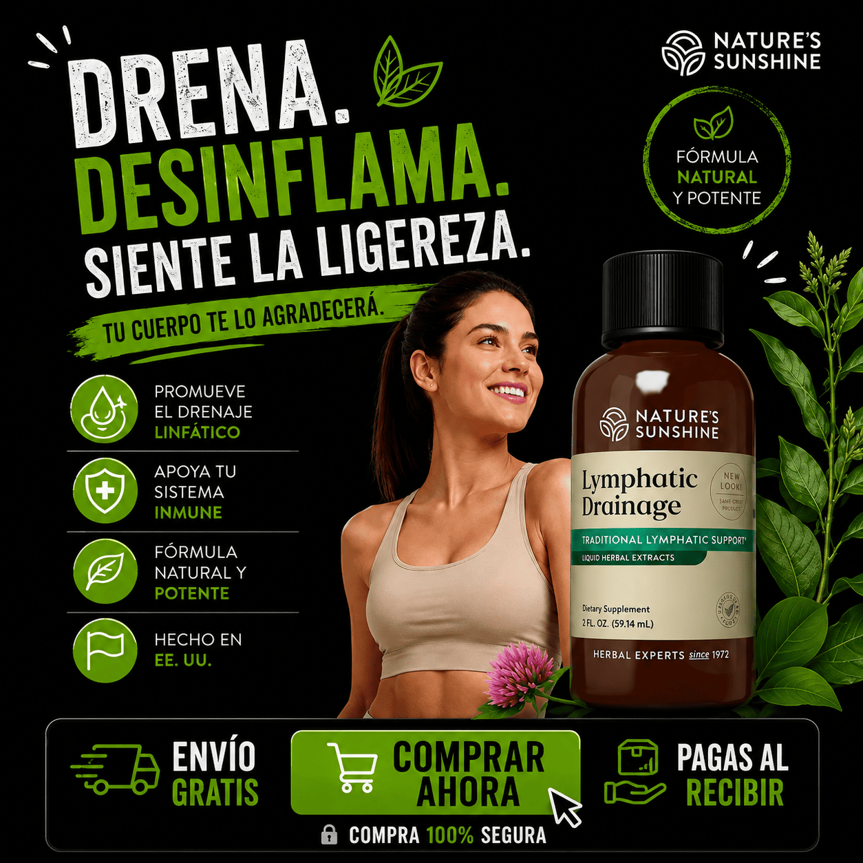 🌿 Nature’s Sunshine Drenaje Linfático Herbal Líquido 🌿